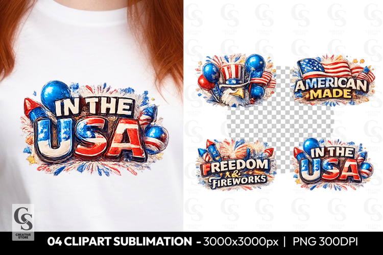 In The USA Patriotic Clipart PNG Sublimation