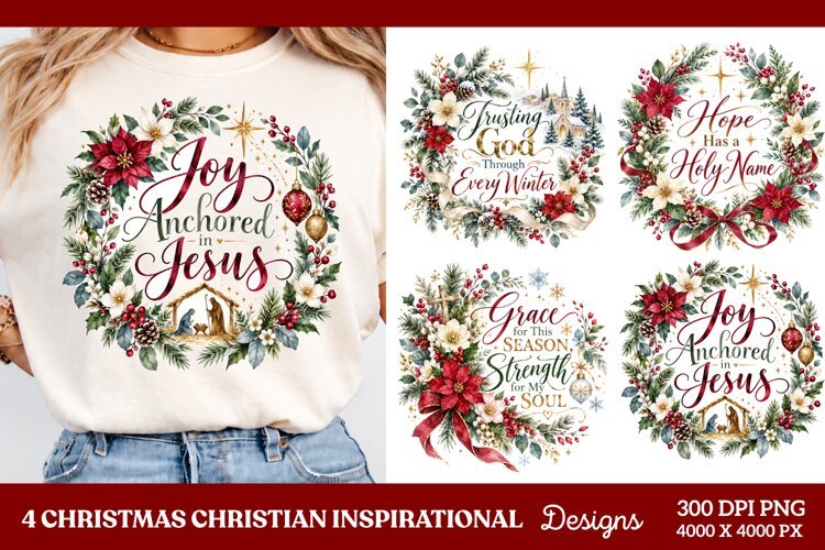 4 Christian Christmas PNG Designs, 4 Christian Inspirational example image 1