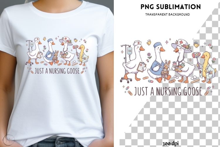 Nursing goose png design for T-shirts