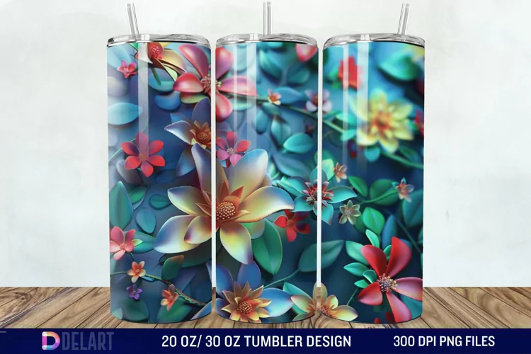 3D Floral Tumbler Wrap