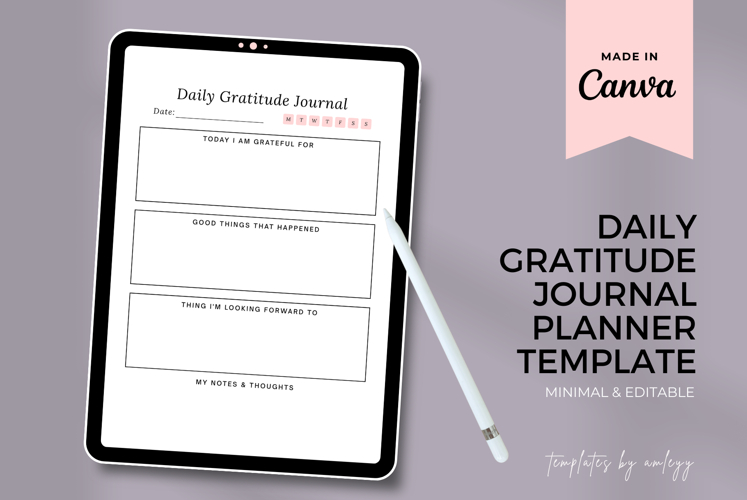 Daily Gratitude Journal Planner Template | Canva Editable