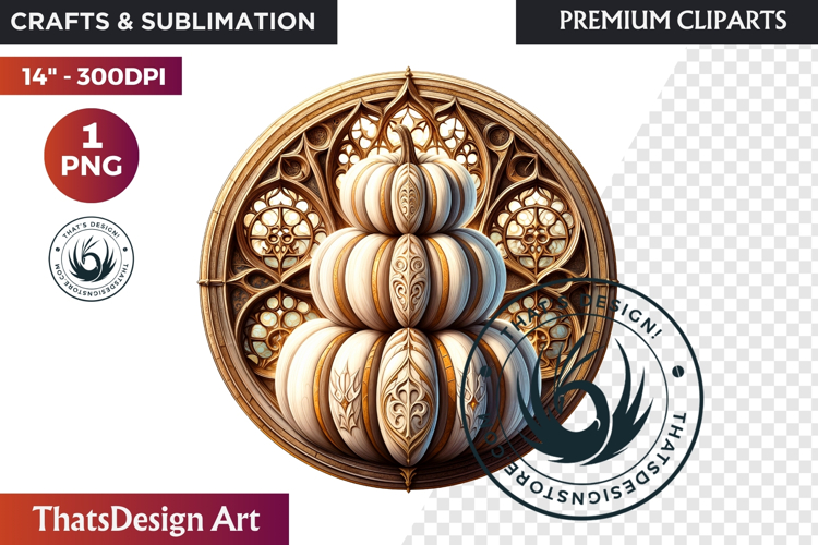 Halloween Gothic stained Glass Pumpkin Clipart