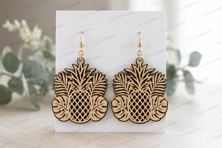 Pineapple Earrings Laser Cut SVG File,pineapple earrings svg example image 1