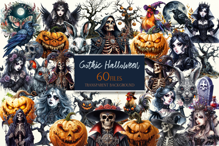 Gothic Halloween Clipart, Autumn Clipart