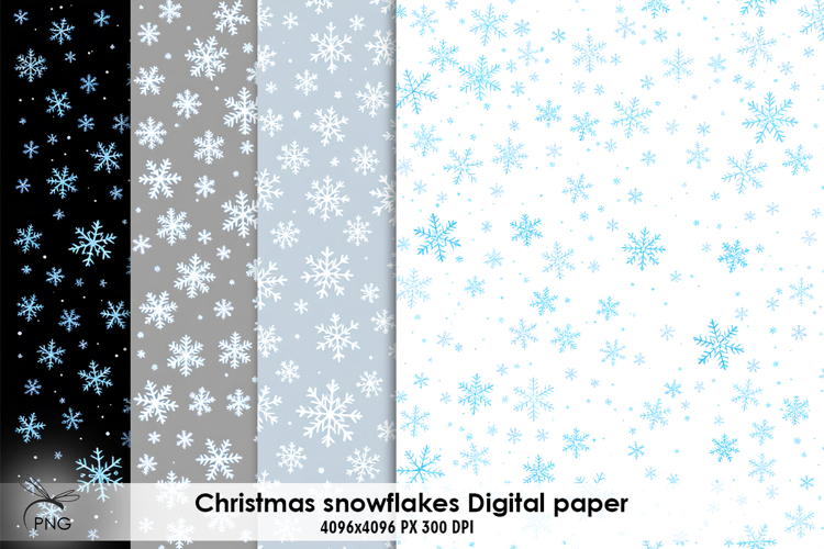 Snowflakes digital paper, Christmas background clipart
