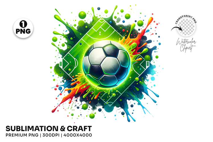 Geometric Soccer Ball Splash Clipart PNG Sublimation Design