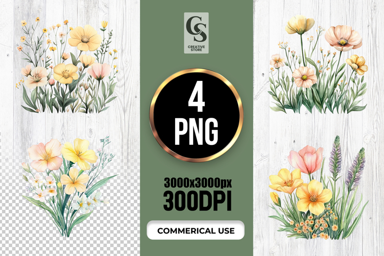 Watercolor Flowers Png Image 3