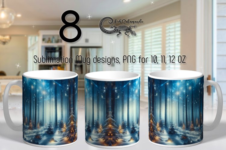 Christmas landscape | Sublimation Mug design bundle, PNG