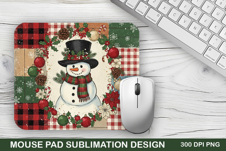 Christmas Snowman Mouse Pad Sublimation - Christmas Design