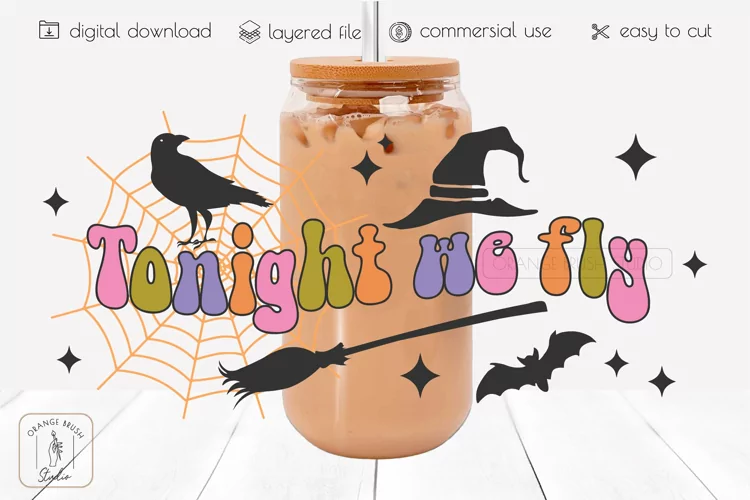 Halloween Can Glass Wrap| Libbey 16 oz Can Glass| Witch SVG