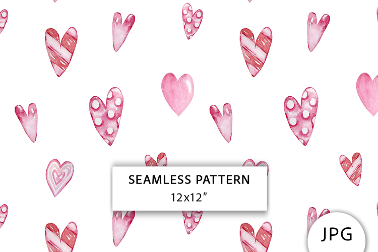 Pink Hearts Seamless Pattern, Valentines Digital Paper