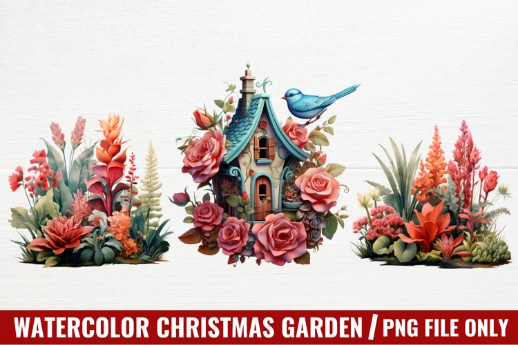 Watercolor Gothic Christmas Clipart Sublimation