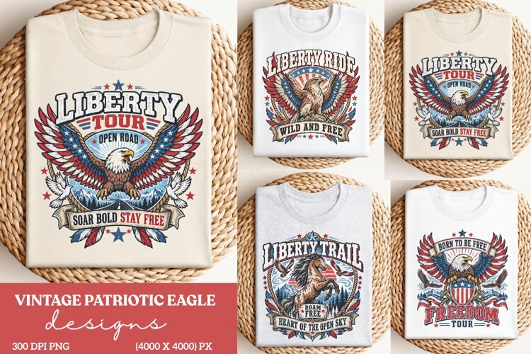 Liberty Tour Patriotic Eagle PNG, Vintage American Eagle Fre example image 1