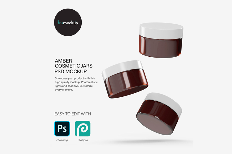 Amber Glass Jars - PSD Mockup