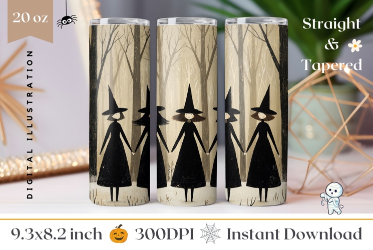 Cartoon Halloween Witch Tumbler, Spooky Witches PNG