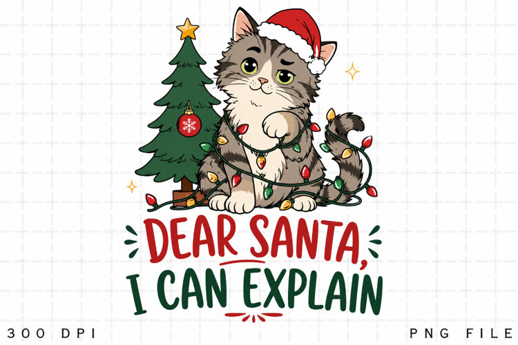 Cat Christmas PNG, Dear Santa I Can Explain PNG, Funny Tabby example image 1