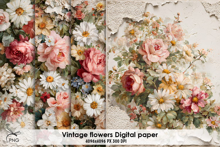 Vintage flowers digital paper