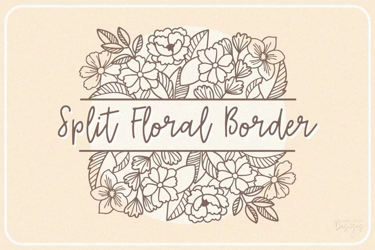 Split Floral Border- Monogram SVG Cut file