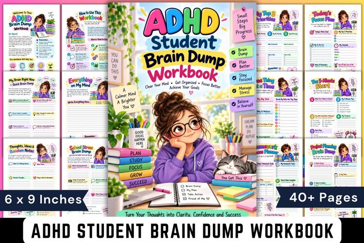 ADHD Student Brain Dump Workbook example image 1