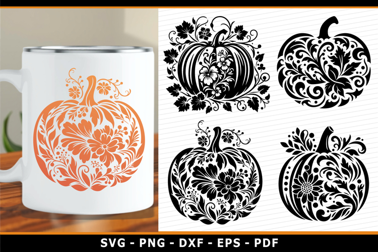 Floral Pumpkin SVG, Autumn SVG, Fall SVG, Thanksgiving SVG