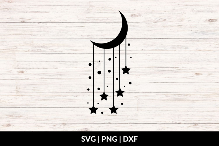 Moon with Hanging Stars SVG, Moon and Stars