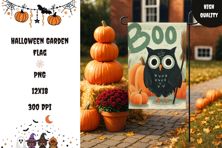 Boo Halloween Garden Flag, Happy Halloween Garden Flag
