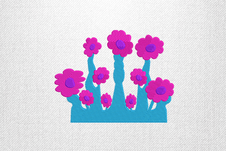 Pink Daisy Bloom Garden Embroidery Design