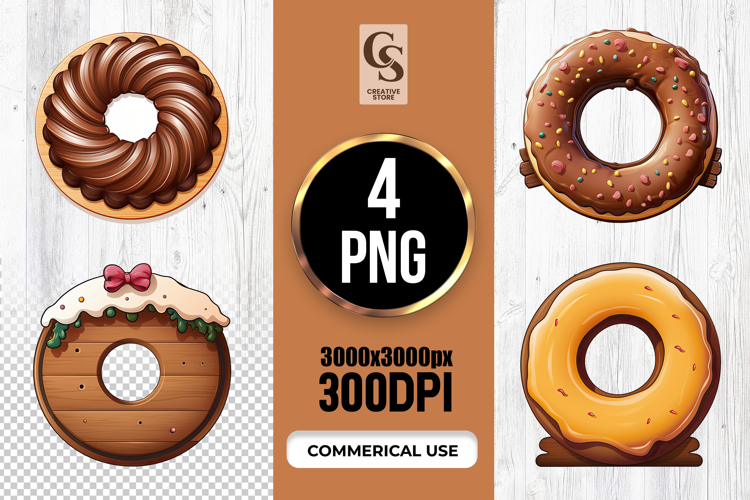 Cute Donut Wreath Dessert Ring Sublimation PNG
