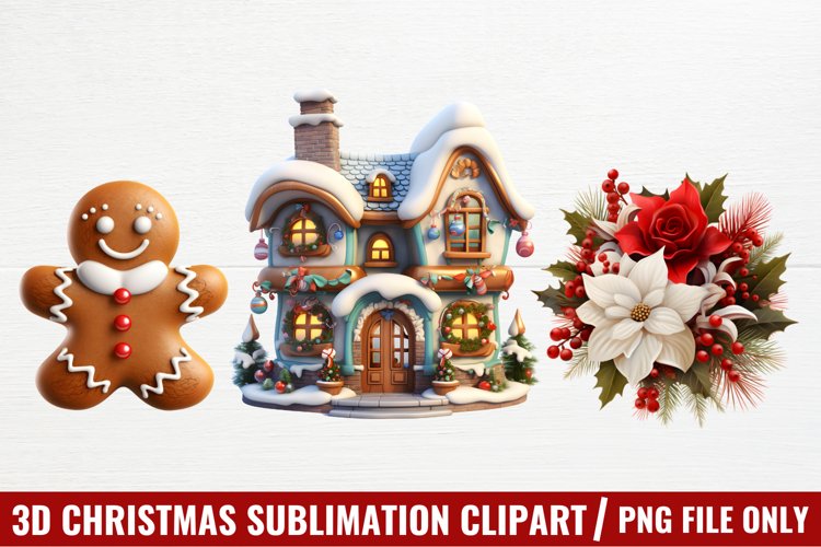 3D Christmas Sublimation Clipart