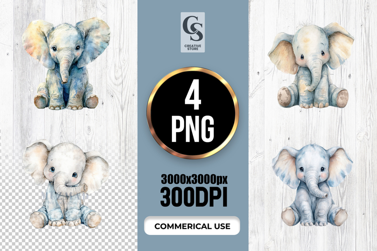 Elephant Watercolor Clipart Image 14