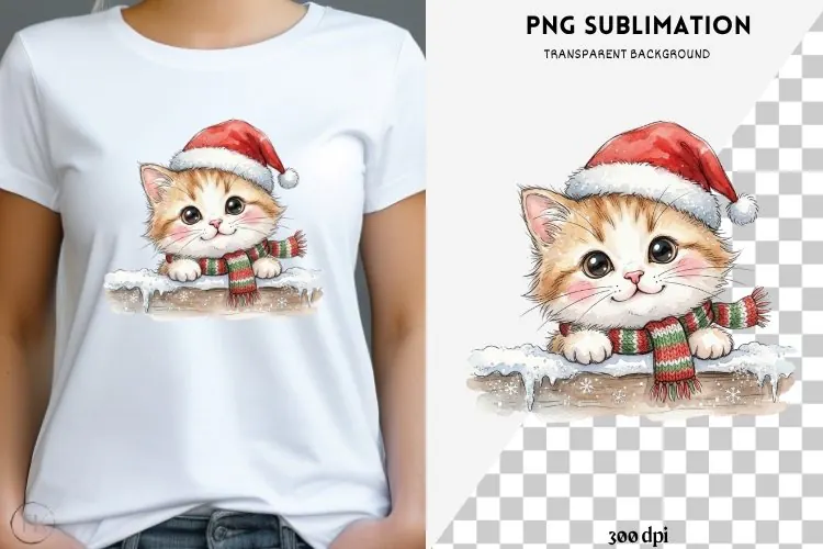 Christmas peeking character png design for T-shirts