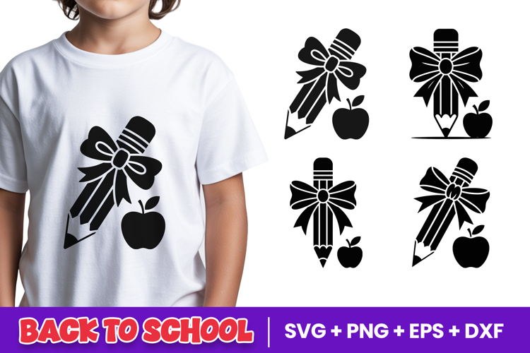 Cute Pencil Bow Back to School SVG PNG