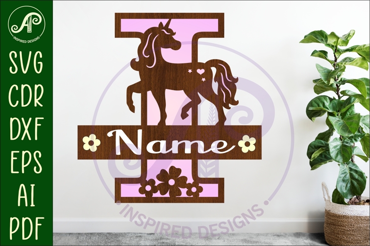 Unicorn Capital Monogram Letter name sign I SVG