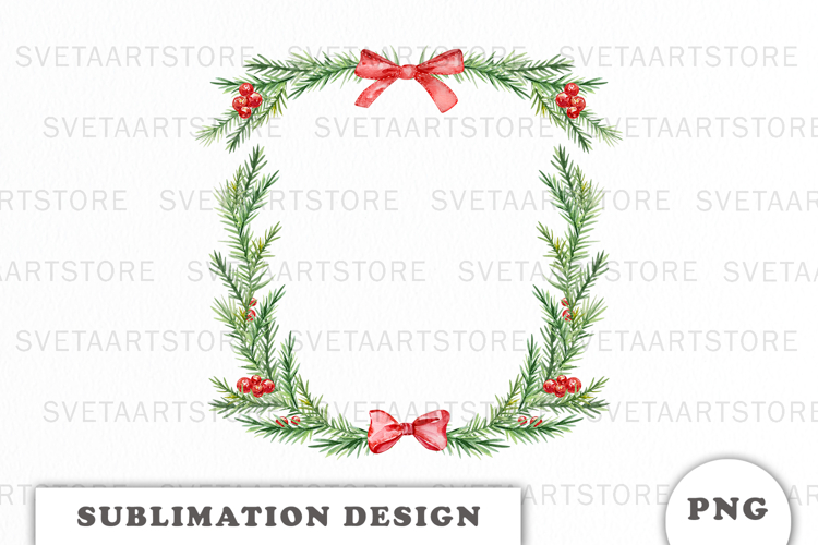 Watercolor Christmas Crest Frame png