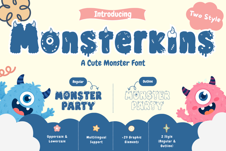 Monsterkins - Monster Display Font example image 1