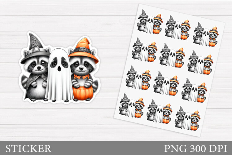 Fall Raccoon Sticker Printable. Fall Sticker Design example image 1