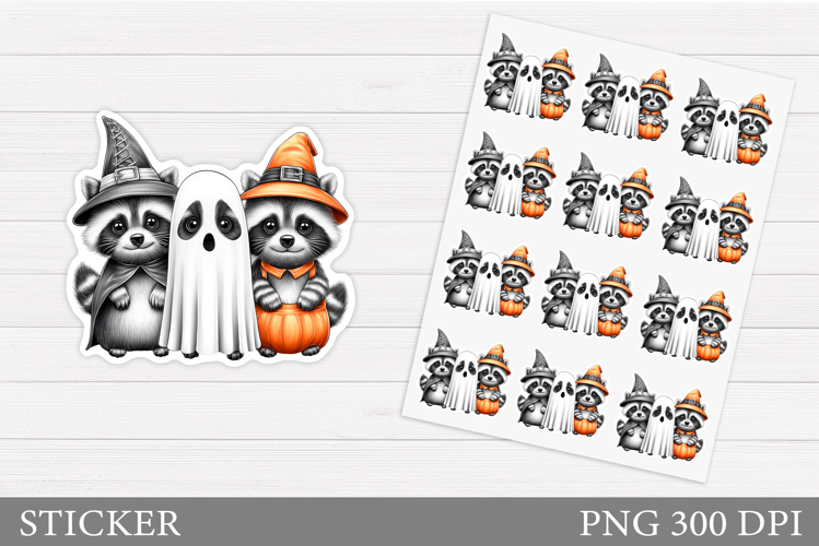Fall Raccoon Sticker Printable. Fall Sticker Design