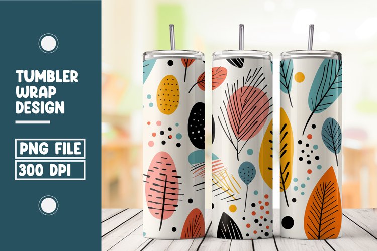 Abstract Shapes And Leaves Tumbler Wrap Sublimation
