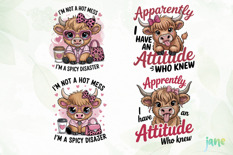 Cute Highland Cow Png Sublimation