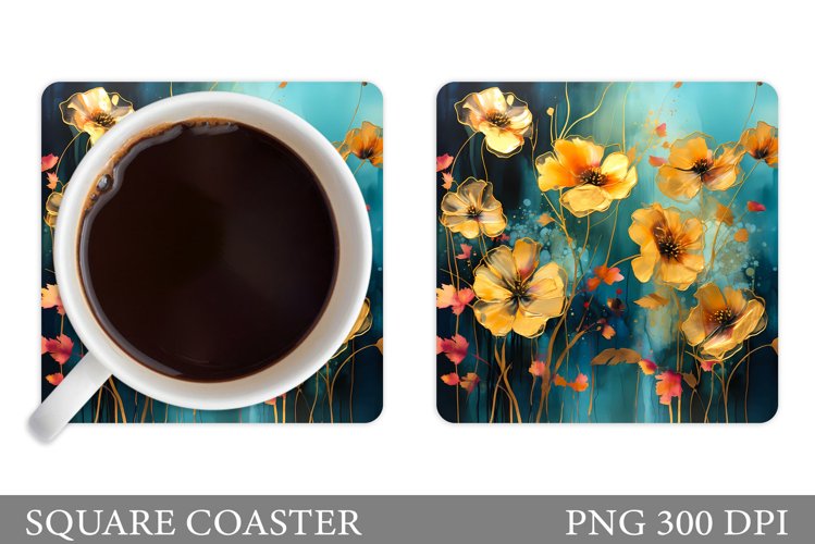 Flowers Coaster Sublimation. Floral Coaster Design