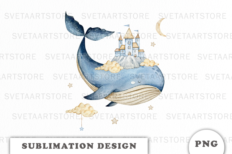 Watercolor Whale Dreams png