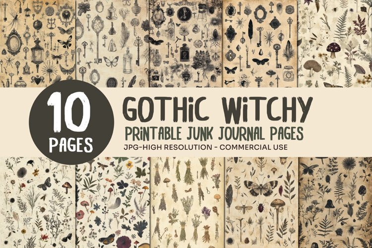 Gothic Witchy Junk Journal Pages example image 1