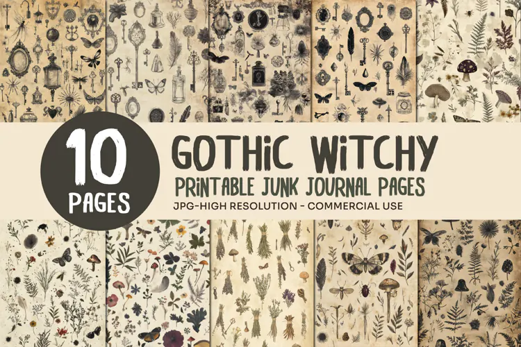 Gothic Witchy Junk Journal Pages