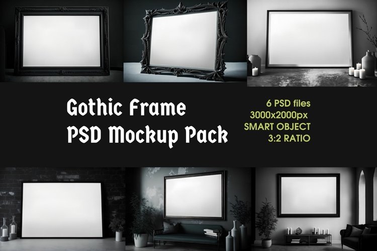 Gothic Frame PSD Mockup Pack, Digital Frame, 3:2 ratio Frame example image 1