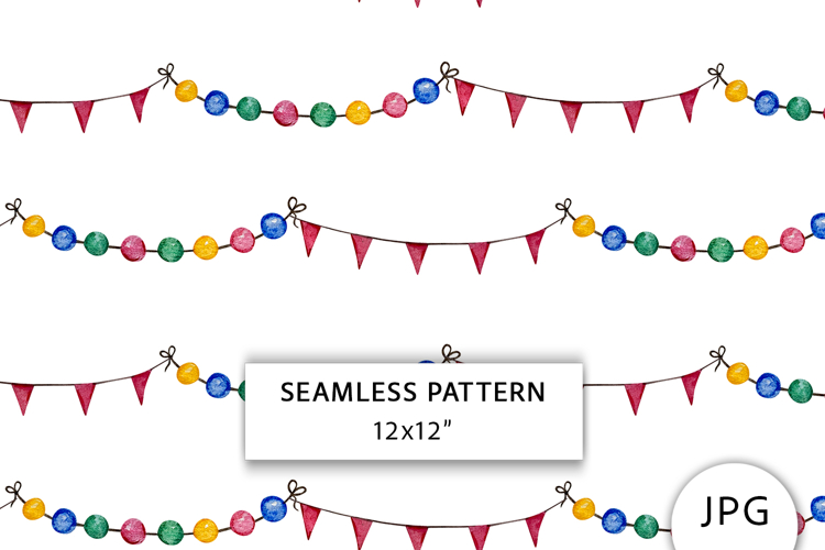 Watercolor Garland Seamless Pattern
