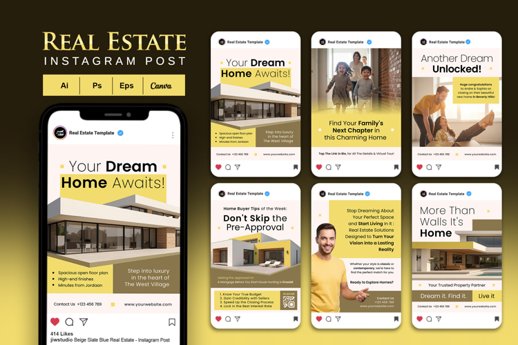 Yellow Brown Real Estate - Instagram Post