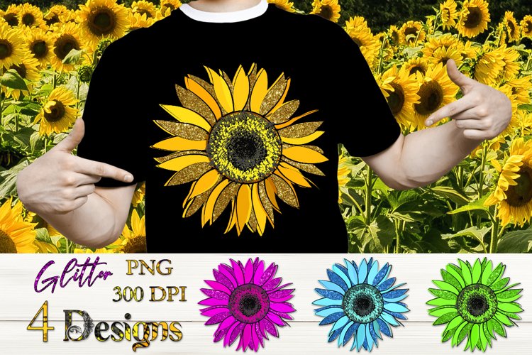 Sunflower Sublimation Design bundle | Print with flower, PNG example image 1