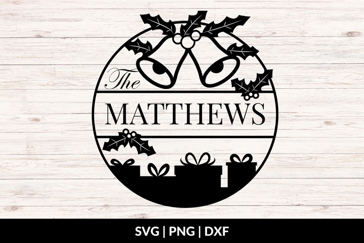 Christmas Family Name SVG - Christmas Bells and Gifts