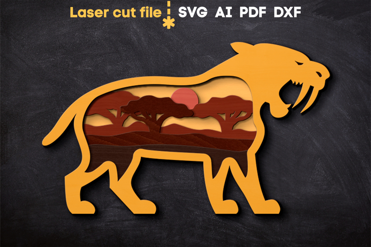 Sabre-toothed Tiger SVG laser cut file for Glowforge