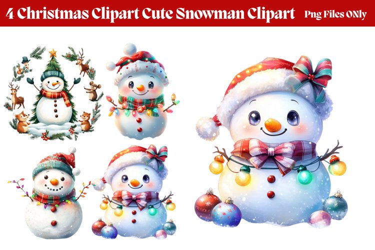 Christmas Cute-Snowman Clipart PNG